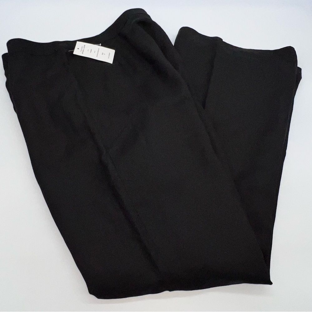 Tahari Authur S. Levine Ocean Blue/Black Straight Leg Linen Blend Pants Size 16